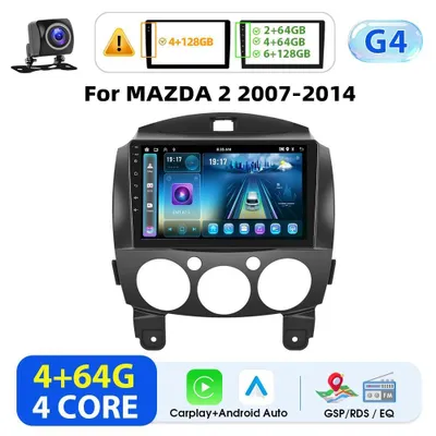Image de Mazda 2 2007-2014 - Autoradio Android 2-DIN - Écran tactile 23 cm - CarPlay sans fil - 64 Go de mémoire ROM, 2 Go de mémoire RAM - GPS, Wi-Fi, FM - Résolution 1024×600 - Caméra de recul incluse - Rouge