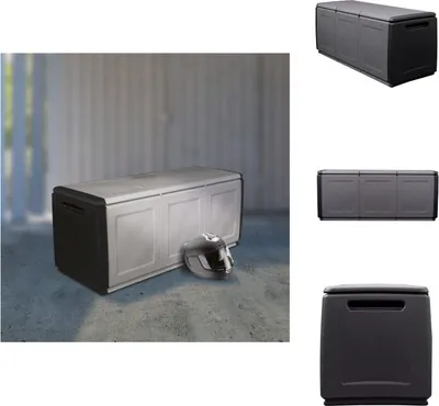 Image de vidaXL Coffre de rangement de jardin 138 x 53 x 57 cm, 330 L, gris foncé/noir - Coffres de jardin