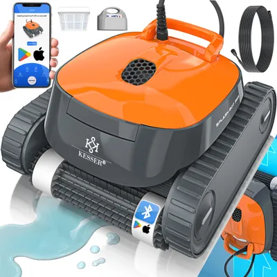 Produktbild von KESSER® Poolroboter für Boden und Wand, Poolsauger bis 100m² Pools & eine leistungsstarke Reinigung, Poolreiniger vollautomatisch mit App-Funktion & Kontrollmodul, Inkl. Abdeckung, Klettermechanismus