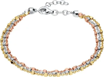 Produktbild von Armband 925er Silber vergoldet Tricolor SB0310