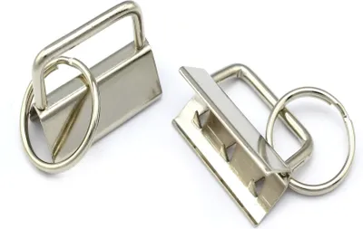 Produktbild von M-Teile-Store Schlüsselband Rohlinge für 30mm Gurtband, 50 Stück, Stahl vernickelt, silber, mit vormontierten 24mm Schlüsselringen, Industriequalität