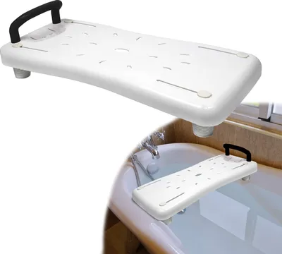 Produktbild von Badewannenbrett 70x31cm Badewannensitz Erwachsene Senioren 41-63cm Einstellbar Wannenbrett zum Sitzen PP-Material Sitzbrett Schwarz Griff CEEDIR