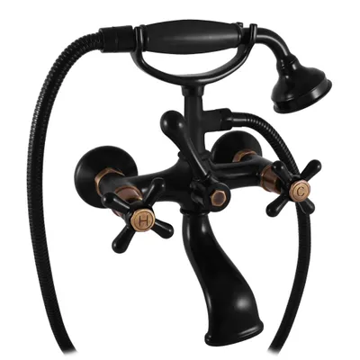 Immagine prodotto di Slezák-RAV Miscelatore per bagno Slezák RAV Morava Retro MK159.5/2CMATSM nero/ottone vecchio Colore: nero opaco/ottone vecchio, Dimensioni: 150 mm