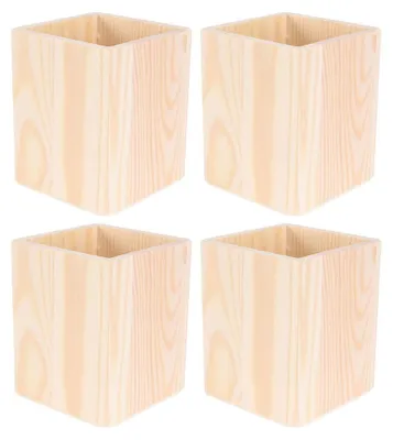 Produktbild von Set aus 4 Stifthaltern aus Holz, 10 x 8 cm, leere Stifthalter für den Schreibtisch, DIY-Organizer für Büro und Zuhause