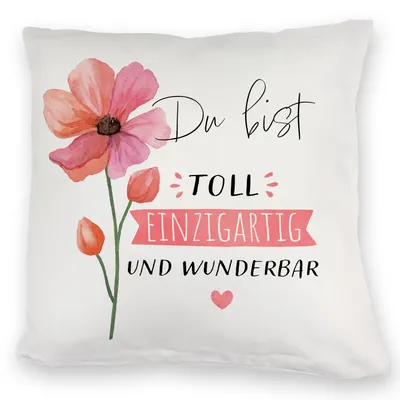 Produktbild von Blume Kuschelkissen mit Spruch Du bist toll einzigartig und wunderbar