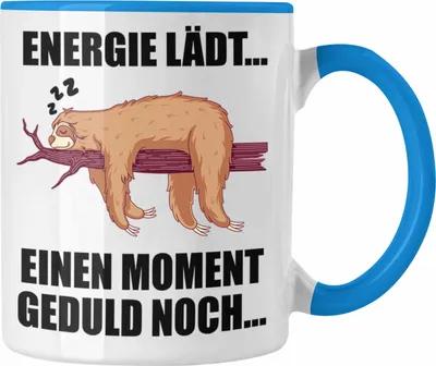 Produktbild von Trendation - Faultier Tasse mit Spruch Geschenk Arbeitskollege Kollege Kaffeetasse Frauen Männer (Blau)