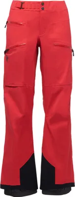 Rote Hardshellhosen für Damen; Recon Stretch LT Pants von Black Diamond; mit mehreren Taschen und kontrastierenden schwarzen Einsätzen.