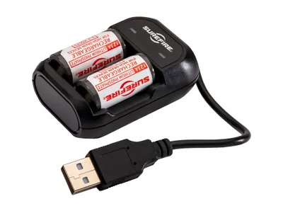Produktbild von SureFire Batterie Akku-Set 123A mit Ladegerät