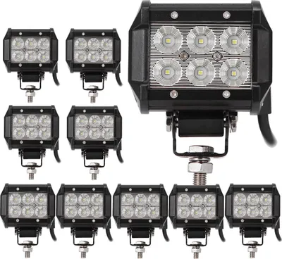 Immagine prodotto di Greenmigo 10X 18W LED 1800LM 6000K 12V 24V Luce da lavoro Fuoristrada Proiettore riflettore IP67 Proiettore da lavoro