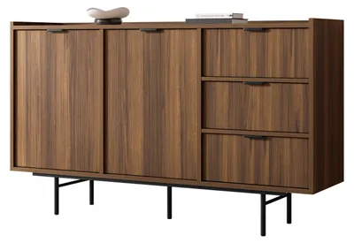 Produktbild von MIRJAN24 Sideboard Edison 2D3S, Stilvoll Wohnzimmer, Sideboard mit zwei Drehtüren und drei Schubladen (Farbe: Nuss Warmia)