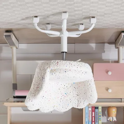 Produktbild von Kinderstuhl - Bürostuhl für Kinder - Drehstuhl für das Kinderzimmer - Schreibtischstuhl für Kinder - Kinderarbeitsstuhl - Weißer Kunstfellbezug
