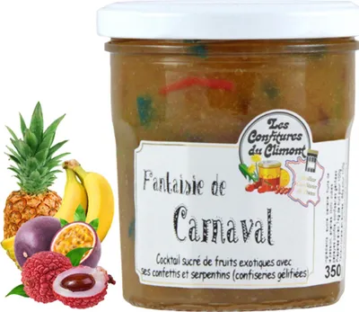 Produktbild von Les Confitures du Climont: Fantaisie de Carnaval - Exotische Fruchtmix Konfitüre 350 Gramm