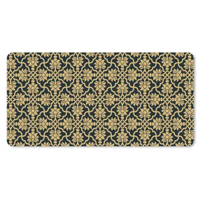 Produktbild von MuchoWow® Mauspad Mousepad Blumen - Schwarz - Gold - Muster 60x30 cm - Mousepads - Maus Mat - Pad - Mausunterlage - Nachhaltig