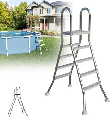 Zelsius Echelle de Piscine à 3 marches en Acier Inoxydable V2A 50 x 26,5 x 132 cm - Argent avec