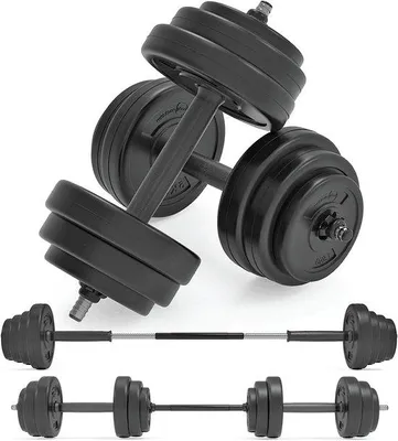 Produktbild von Verstellbares Halter-Set – Gewichtsscheibenhalter – Für das Training zu Hause – Mit Langhantelkupplung – 10 Kilogramm – Schwarz