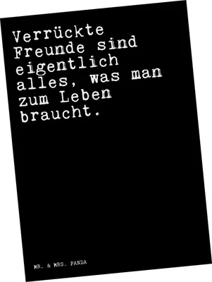 Produktbild von Mr. & Mrs. Panda Postkarte Verrückte Freunde sind eigentlich... - Schwarz - Geschenk, Spruch Sprüche Weisheiten Zitate Lustig Weisheit Worte, Ansichtskarte, Freundinnen