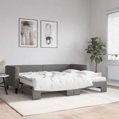 Image de Maison Exclusive - Canapé-lit convertible avec matelas gris foncé 80 x 200 cm en tissu