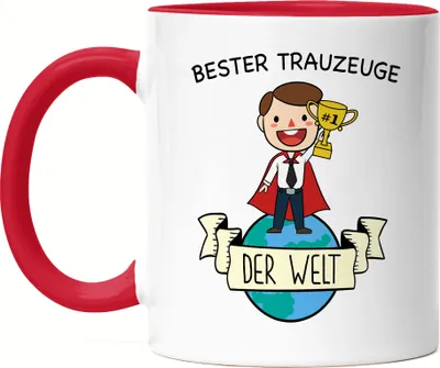 Produktbild von Bester Trauzeuge der Welt Tasse Rot Trauzeugen Fragen Hochzeit JGA Standesamt Geschenk