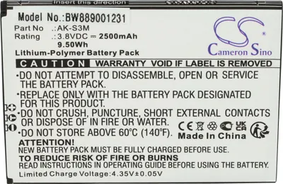 Produktbild von vhbw Akku Ersatz für Emporia AK-S3M für Handy Smartphone Senioren Telefon (2500 mAh, 3,8 V, Li-Polymer)