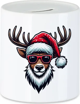 Produktbild von Rentier Weihnachten Spardose Brille Lustig Xmas Christmas