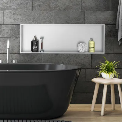 Obrázek produktu pro LuxeBath Nástěnná výklenek z nerezové oceli, 90x30x10 cm, stříbrný, sprchový kout s rámem, obkládatelný výklenek pro koupelnové potřeby, sprchová polička, sprchový regál