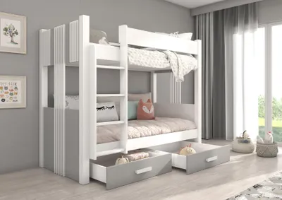 Obrázek produktu pro Patrová postel 90x200 DAPRIA - bílá / šedá