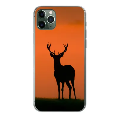 Produktbild von MuchoWow® Handyhülle Schutzhülle Hülle für iPhone 11 Pro Max Hirsch - Scherenschnitt - Nebel Silikon Softcase Handy Hülle - Schutz