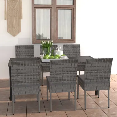 Immagine prodotto di Maison Exclusive - Set da pranzo da giardino 7 pezzi in polyrattan grigio