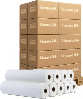 Produktbild von Tissue24 Ärzterollen 2-lagig, 50 cm x 50 m, Zellstoff, perforiert, , 9 Rollen/VE – Palettenware (24 VE)