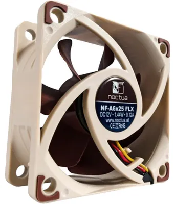 Zdjęcie produktu dla Noctua NF-A6X25 FLX, Wentylator, 6 cm, 1600 RPM, 3000 RPM, 29,2 m³/h, Brązowy