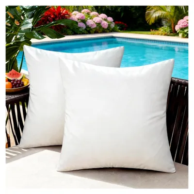 Produktbild von Kissenbezüge 40 x 40 cm in Weiß für den Außenbereich, wasserdicht und strapazierfähig, 2 Stück