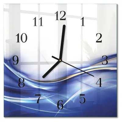 Immagine prodotto di Orologio da parete Tulup Glasuhr, orologio da cucina, vetro vero, 30x30 cm, design moderno e decorativo, silenzioso, con lancette nere, motivo: linee astratte