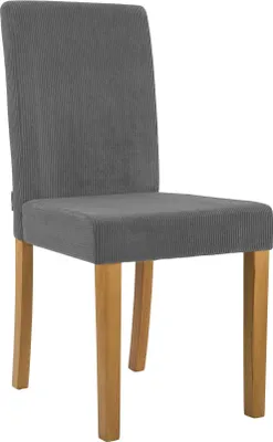 Produktbild von Moderner Esszimmerstuhl, grauer Cordstuhl, hoher Sitzkomfort, stabile Holzbeine