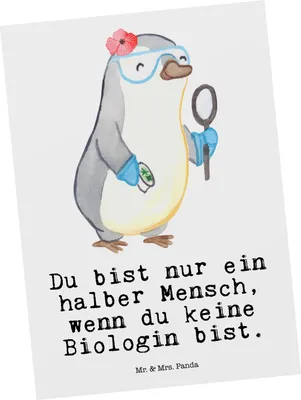 Produktbild von Mr. & Mrs. Panda Postkarte Biologin Herz - Weiß - Geschenk, Master, einzelkarte, Biologie, Studium, Grußkarte, Bachelor, Ansichtskarte, Fotokarte, Postkarten