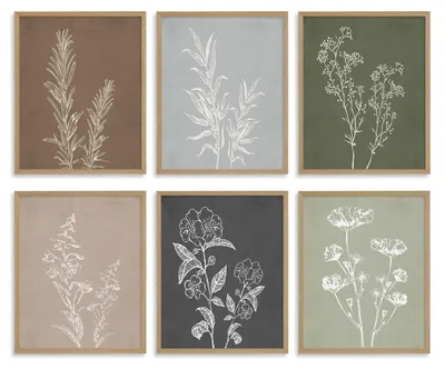 Productafbeelding van Set van 6 Vintage Botanische Wanddecoraties 20x25 cm, Ongeraamde Posters