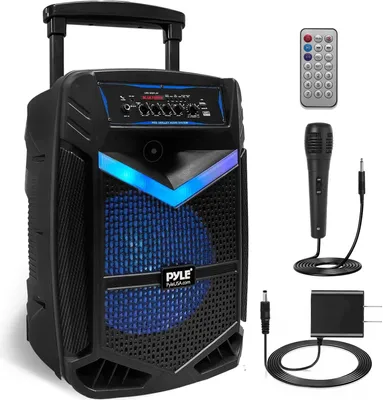 Obrázok produktu pre Pyle PA Bluetooth Lautsprecher- Karaoke Maschine mit Karaoke Mikrofon, 1200W, Musikbox Bluetooth Box, Partybox, Rechargeable, 10" Subwoofer