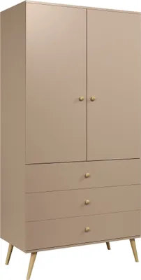 Produktbild von FEDVE Schrank Kleiderschrank Monalin Garderobe Holzschrank + 3 Schubladen 100x180 cm MACCHIATO