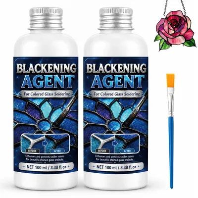 Schwarz-Patina für Glasmalerei, 2x 100g mit Pinsel