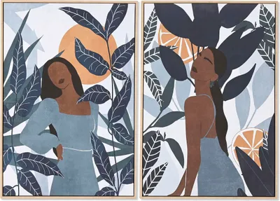 Image de Tableau Home ESPRIT Tropical 63 x 4,5 x 93 cm (2 pièces)
