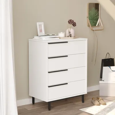 Image de Commode 'Vesanto' 95x75x45 cm 4 tiroirs blanc