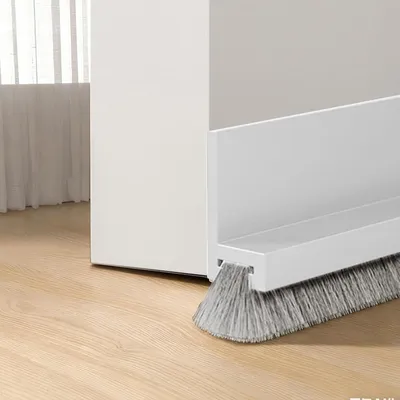Produktbild von Zugluftstopper Türdichtung selbstklebend mit Bürstendichtung, 100 cm x 53 mm, Zugluftstopper für Türen, Abdeckstreifen, Dichtungsband, weiß