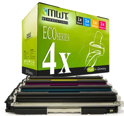 Produktbild von 4 Mehrwegtoner kompatible Lasertoner ersetzt HP CE310A-13A 126A CE311A CE313A CE312A Mehrfarbig