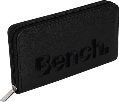 A black wallet with the brand name 'Bench' embossed on it, shown at an angle on a white background.