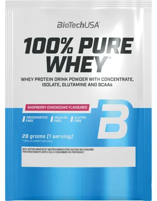 Immagine prodotto di BioTech USA 100% Pure Whey 28 g cioccolato-burro di arachidi / Proteine (campioni) / Deliziosa proteina del siero di latte arricchita con bromelina e aminoacidi extra