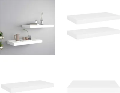 Image de vidaXL Étagères flottantes 2 pcs. Blanc 50x23x3,8 cm MDF - Etagère murale - Etagère murale flottante - Etagère murale flottante