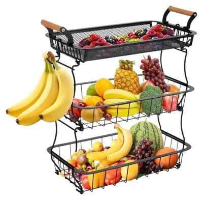 Imagen del producto de Cesta de frutas de 3 niveles para organización y almacenamiento