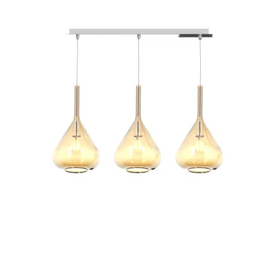 Obrázek produktu pro Závěsné svítidlo Contemp Rett Kona Metal Chrome Amber Glass 3 světla E27