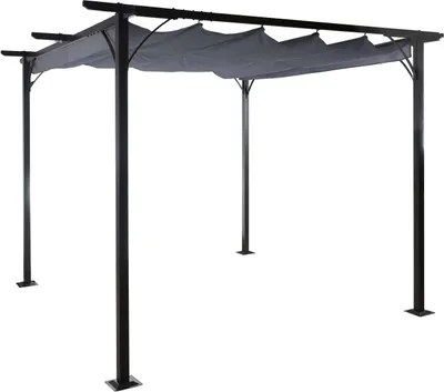 Produktbild von Pergola HWC-C42, Garten Pavillon, stabiles 6cm-Gestell + Schiebedach 3,5x3,5m grau