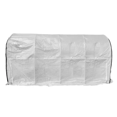 A white greenhouse tunnel on a white background.