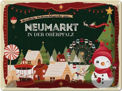 Produktbild von vianmo Blechschild 30x40 cm Weihnachtsgrüße aus Neumarkt in der Oberpfalz Weihnachten